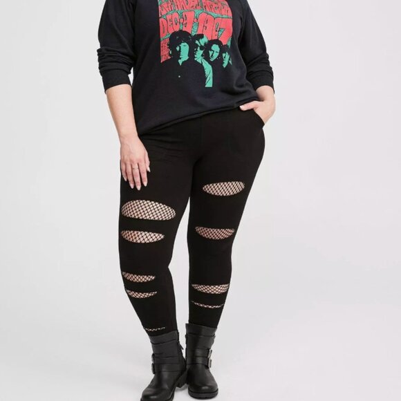 Torrid moto leggings 2 2x black mesh - Picture 3 of 9